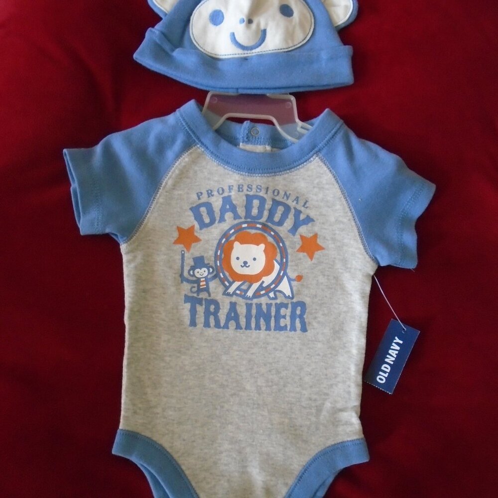 NWT Old Navy Baby Boy Beanie and Onesie Set